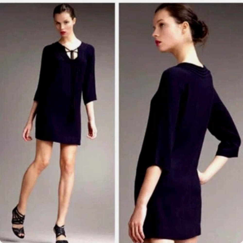 DIANE von FURSTENBERG DVF Black Long Sleeve New Parlian Cocktail Dress Size 2